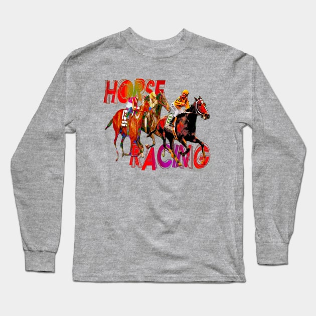 Colorful Horse Racing Design Long Sleeve T-Shirt by Ginny Luttrell